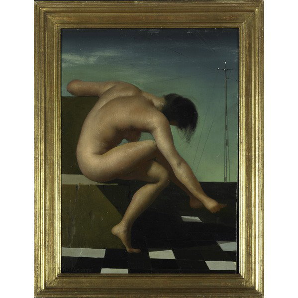 MARCEL DELMOTTE (Belgian, 1901-1984): MARCEL DELMOTTE (Belgian, 1901-1984); Oil on panel, ''Nu Assis,'' 1962 (framed); Signed and titled; 27 1/2'' x 19 1/2''