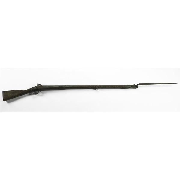 SPRINGFIELD PERCUSSION MUSKET: SPRINGFIELD PERCUSSION MUSKET; Model 1842 with bayonet, dated 1853; Marked; 72''
