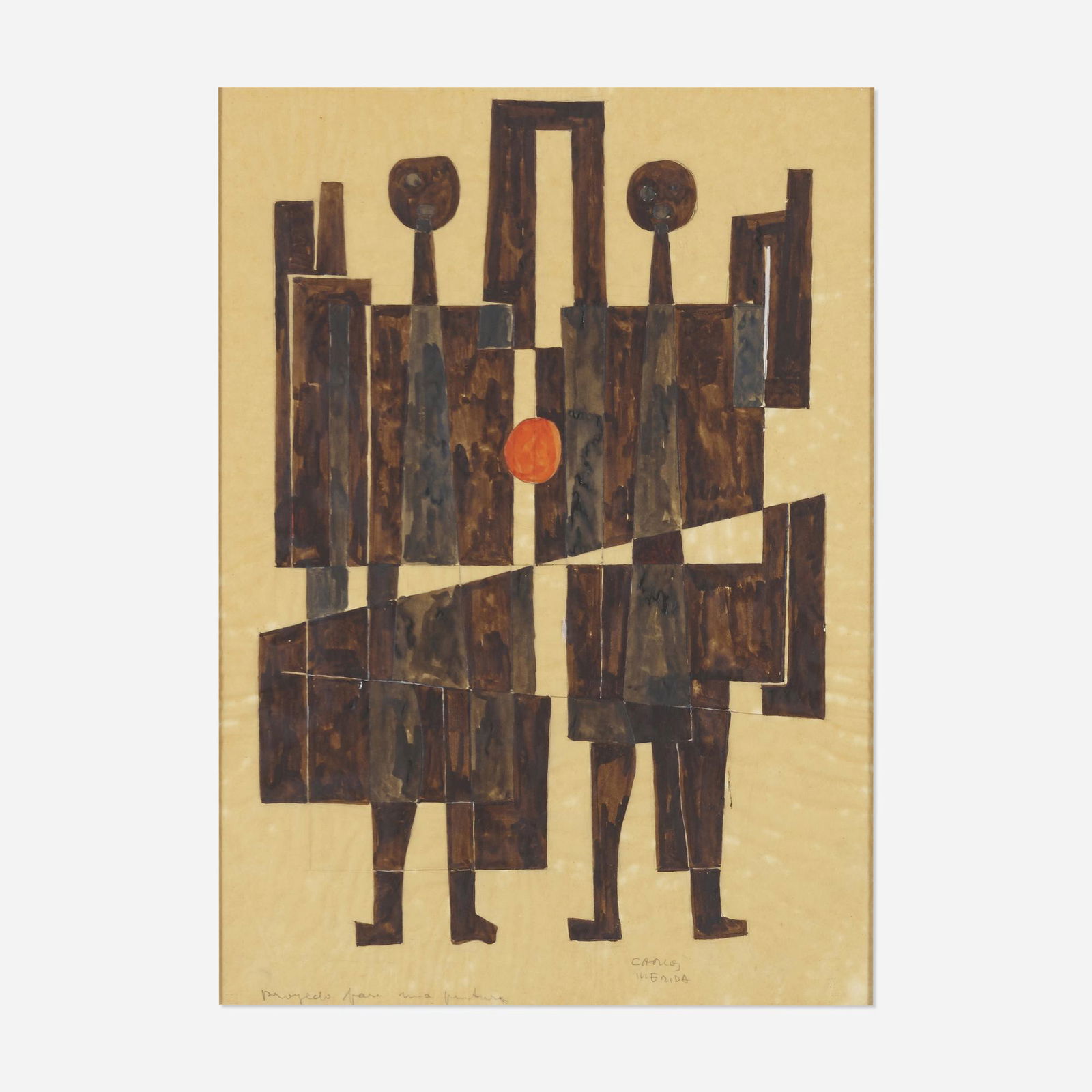 Carlos Merida, Proyecto para una pintura: Carlos Merida Proyecto para una pintura gouache and graphite on vellum 18 h × 13 w in (46 × 33 cm) Signed and titled to lower edge 'Proyecto para una pintura Carlos Merida'.