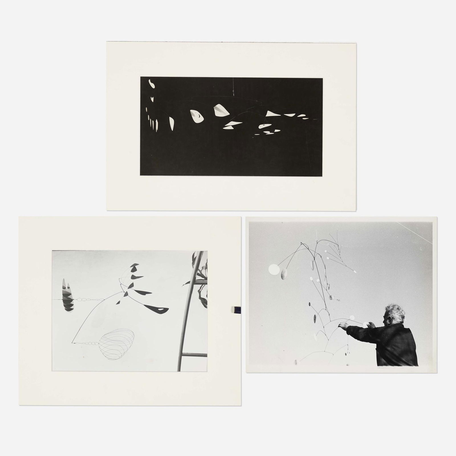 Herbert Matter, Three Photos of Calder Mobiles: Herbert Matter Three Photographs of Calder Mobiles gelatin silver print 10.875 h × 14 w in (28 × 36 cm) 11.125 h × 13.875 w in (28 × 35 cm) 11.5 h × 9 w in (29 × 2