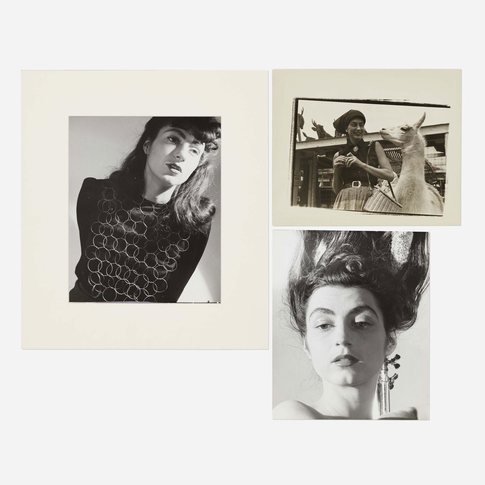 Herbert Matter, Three photos of Mercedes Matter: Herbert Matter Three photographs of Mercedes Matter gelatin silver print 10 h × 8.125 w in (25 × 21 cm) 8.125 h × 10 w in (21 × 25 cm) Artist's stamp to verso of one work.