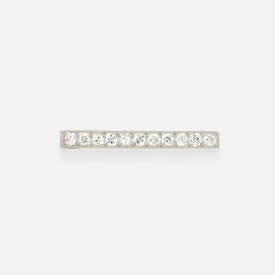 Dreicer & Co., Art Deco diamond bar brooch: Dreicer & Co. Art Deco diamond and platinum bar brooch Set with a line of old European-cut diamonds; 1910s Platinum Signed Dreicer & Co. 1.375 x 0.125 in; Gross weight 2.5 dwts