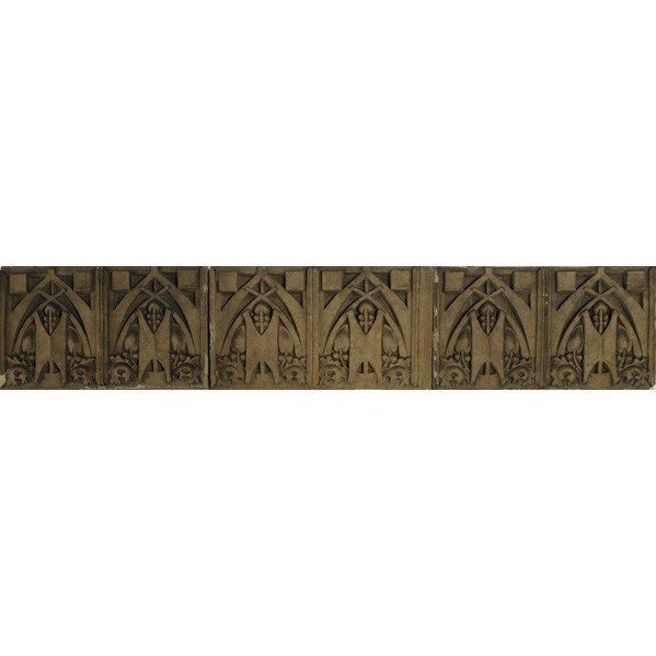 GEORGE ELMSLIE; MIDLAND TERRA COTTA CO.; Blocks: GEORGE ELMSLIE; MIDLAND TERRA COTTA CO.; Three architectural terra cotta blocks, 1930s; Provenance: Thomas A. Edison School, Hammond, Indiana; Unmarked; 11'' x 19 1/2'' x 5''