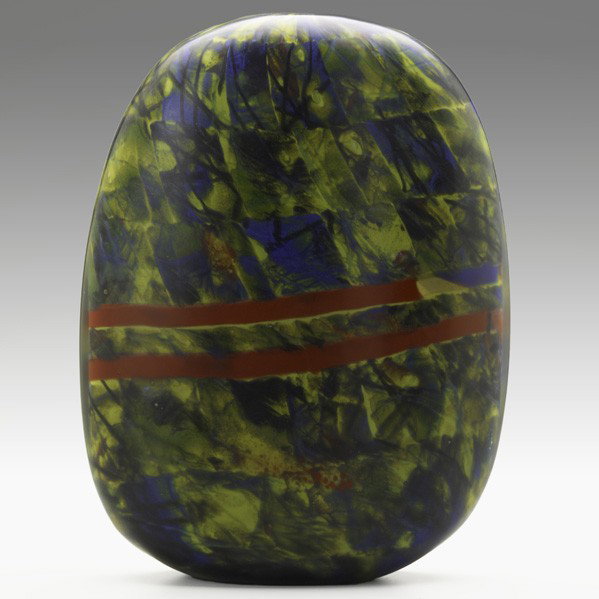 MICHELE BURATO; Hand blown glass vessel: MICHELE BURATO; Hand blown glass vessel, ''Hyde-Park,'' Italy, 2002; Signed, titled and dated; 14'' x 10 3/4'' x 4 1/2''