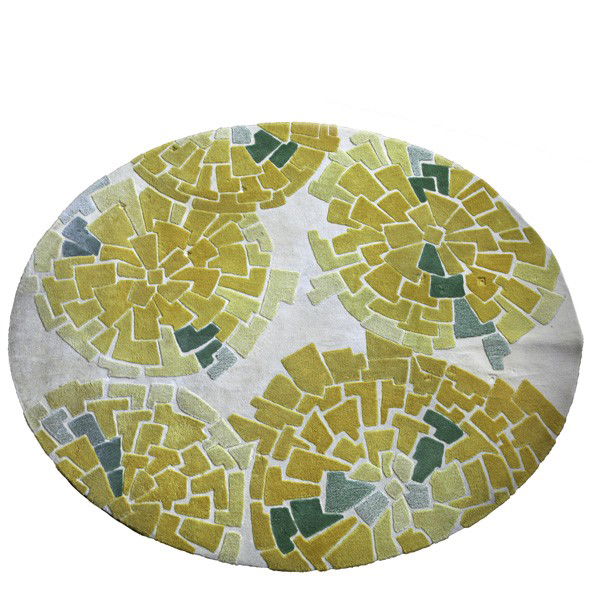 EDWARD FIELDS; Textured cut wool oval carpet: EDWARD FIELDS; Sculpted wool pile oval carpet, USA, 1970s; Stamped 100% virgin wool face, Edward Fields 09372; 11'10 1/2'' x 10'