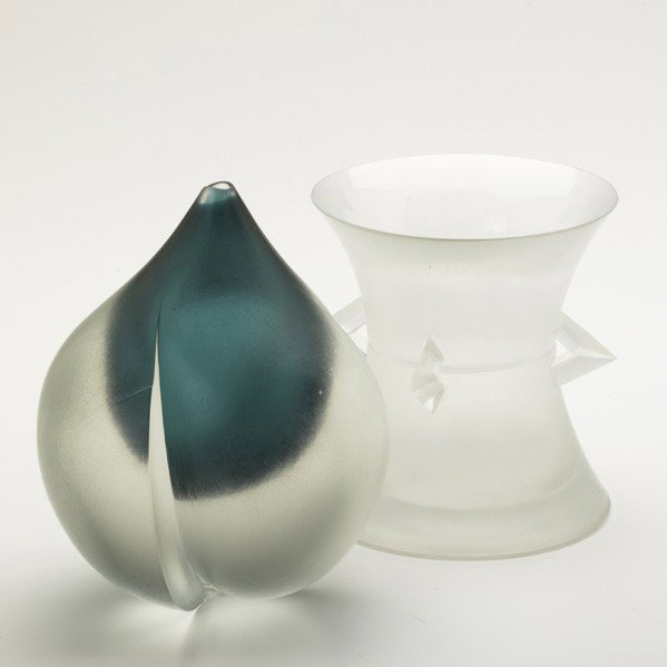 FRANZ XAVER HOLLER; Blown and cut glass: FRANZ XAVER HOLLER; Two blown and cut glass vessels, Germany, 2000 and 2003; One signed and dated; 7'' and 6''