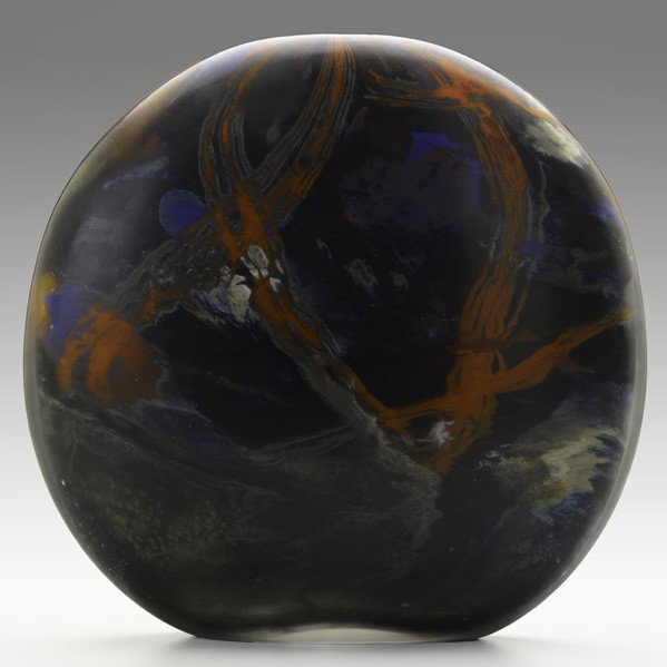MICHELE BURATO; Hand blown glass vessel: MICHELE BURATO; Hand blown glass vessel, ''Stromboli,'' Italy, 2003; Signed, dated and titled; 13 3/4'' x 14 1/4'' x 5''