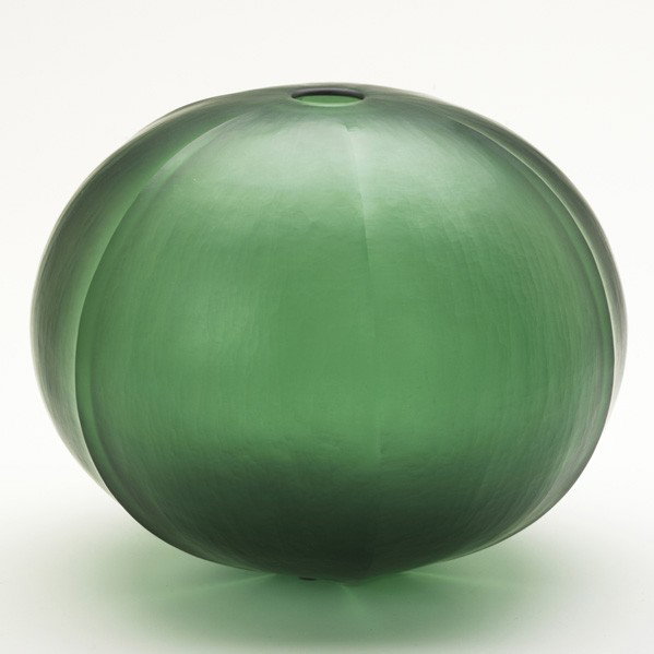 BENJAMIN EDOLS and KATHY ELLIOT; Glass vessel: BENJAMIN EDOLS AND KATHY ELLIOT; Blown and wheel cut battuto glass vessel, Australia, 1998; Signed and dated; 8 1/2'' x 9 1/2''