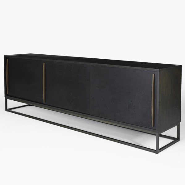 CHRIS LEHRECKE; RALPH PUCCI; Cabinet: CHRIS LEHRECKE; RALPH PUCCI; Cabinet, USA, 2000s; Walnut, painted metal, bronze; Unmarked; 32'' x 96'' x 20 1/2''