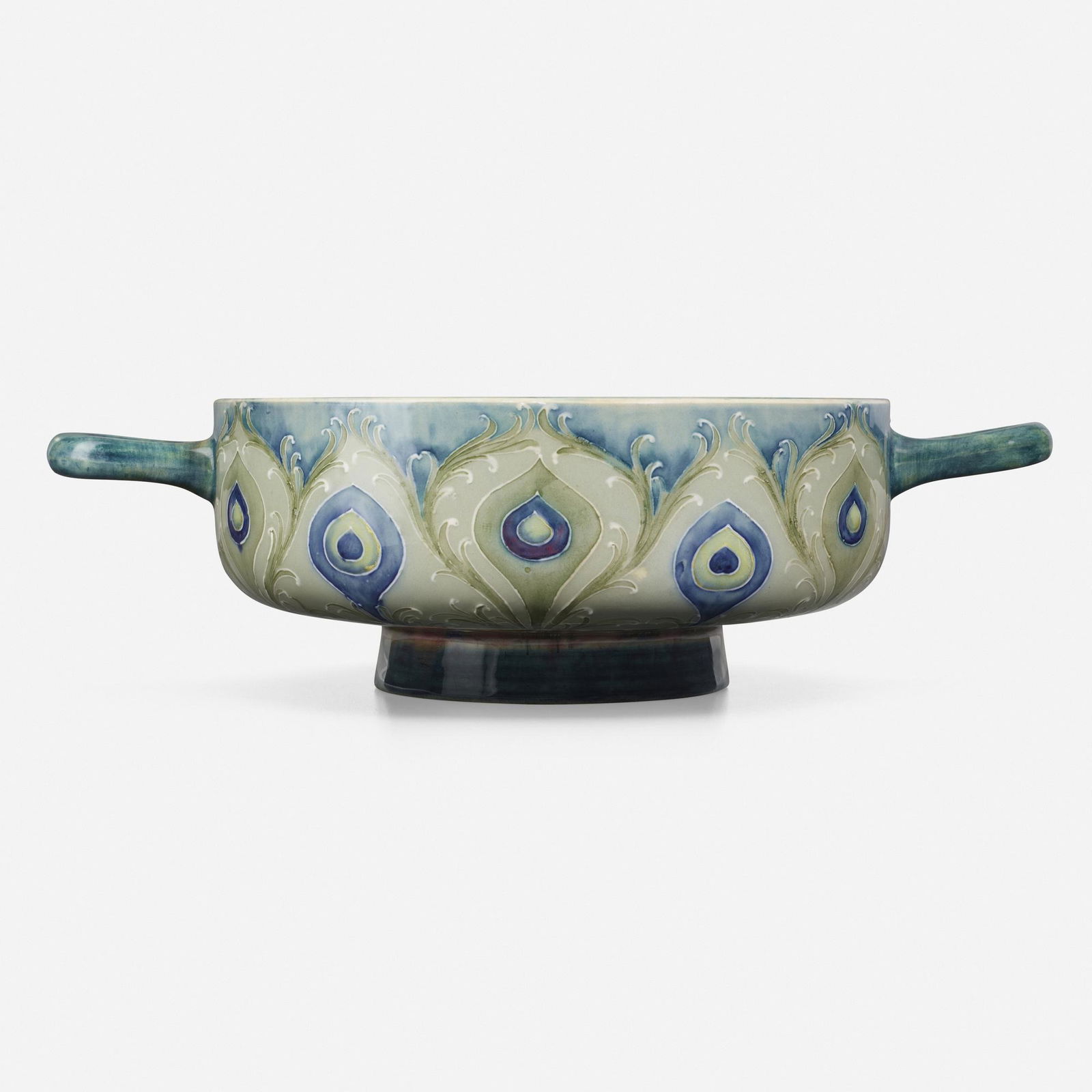 Moorcroft, Transitional bowl, peacock feathers (1 of 3)
