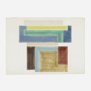 David Novros, Untitled: David Novros Untitled 1972 watercolor, gouache and graphite on paper 22.5 h × 31.5 w in (57 × 80 cm) Signed and dated to verso 'DN 72'. Provenance: Texas Gallery, Houston | Private