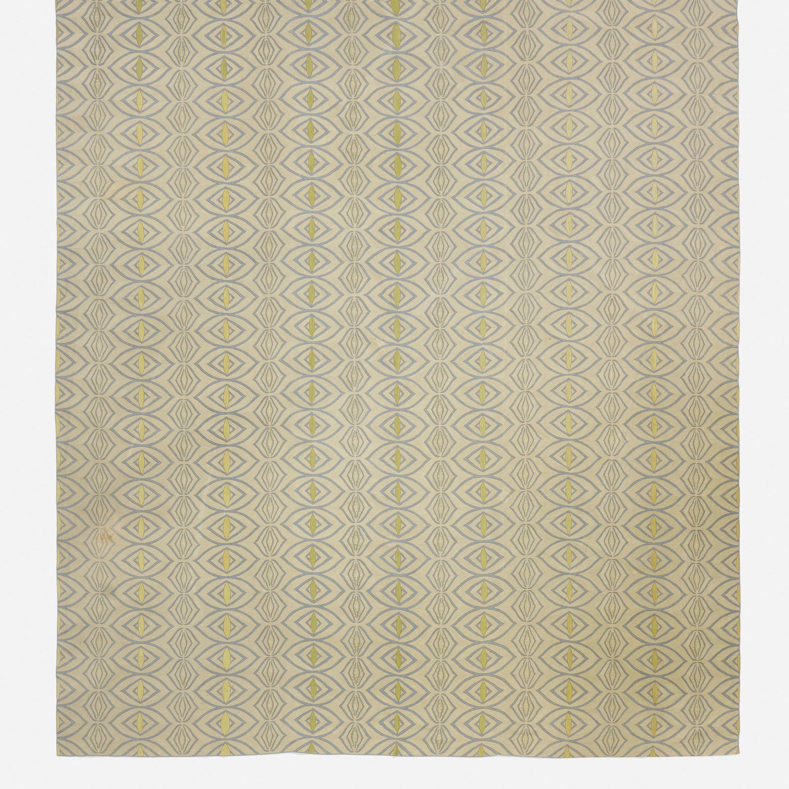 Federica Tondato, Monumental Kashmiri carpet: Federica Tondato Monumental Kashmiri chain-stitch carpet 21st century, Indiahand-embroidered wool, linen 151 w × 300 l in (384 × 762 cm) Upholstery label to underside 'Made in Kash