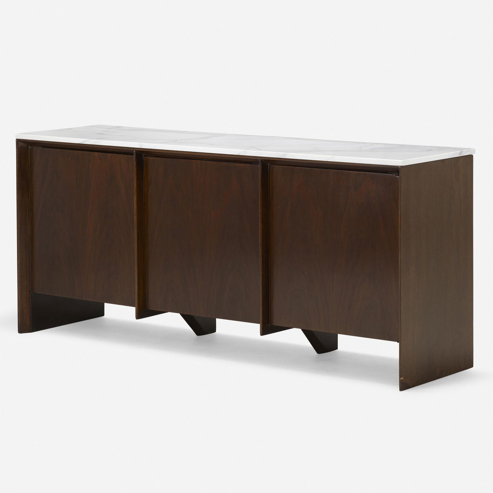 T.H. Robsjohn-Gibbings, Cabinet: T.H. Robsjohn-Gibbings Cabinet WiddicombUnited Kingdom / USA, c. 1960walnut, Calacatta marble 31.5 h × 72.125 w × 20.25 d in (80 × 183 × 51 cm) Cabinet features t