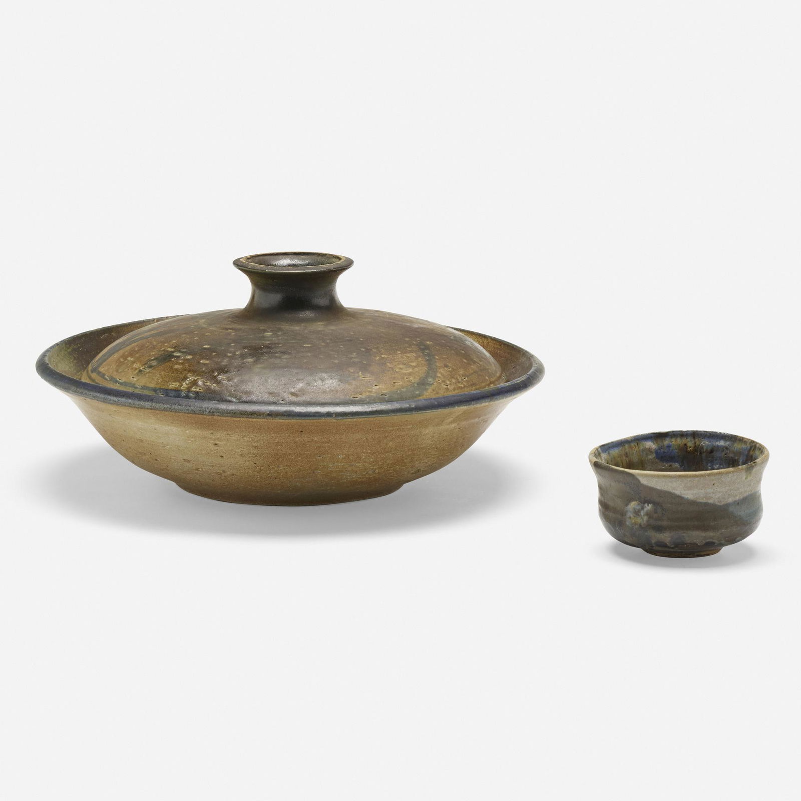 Toshiko Takaezu, Covered bowl and tea bowl (1 of 4)