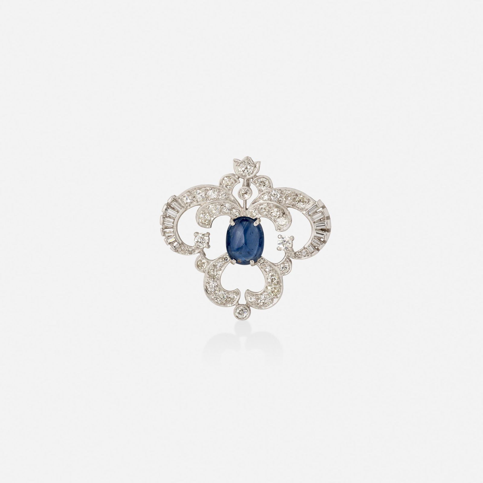 Sapphire, diamond, and white gold pendant brooch (1 of 2)