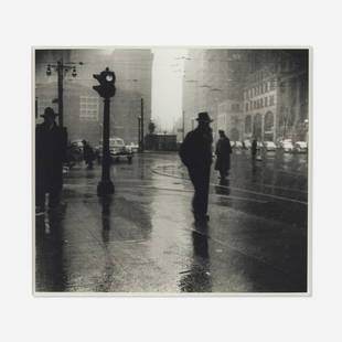 Arthur Leipzig, Rain: Arthur Leipzig Rain 1945 gelatin silver print image: 9.125 h × 10.25 w in (23 × 26 cm) sheet: 10 h × 11 w in (25 × 28 cm) Signed and dated to verso '1945 Arthur Leipzeg'. 