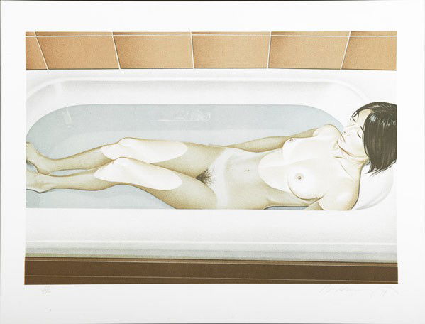 Mel Ramos (American, b. 1935) Bonnards Bath, 1979: Mel Ramos (American, b. 1935) Bonnard's Bath, 1979; Lithograph in colors (framed); Signed, dated and numbered 27/500; 20 3/8'' x 27 3/8'' (sight); Provenance: Private Collection, Pennsylvania