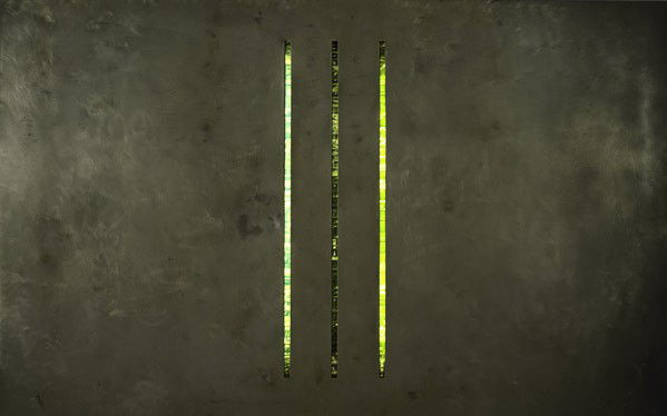 Gretchen Bender (American, b. 1951) Untitled, 1986: Gretchen Bender (American, b. 1951) Untitled, 1986; Mixed media (light box); 60'' x 94'' x 4'': Provenance: Nature Morte Gallery, New York; Private Collection, Ohio