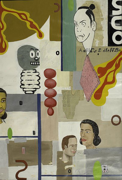 Christian Schumann (German, b. 1970) Bobo's Wall,: Christian Schumann (German, b. 1970) Bobo's Wall, 1992; Mixed media on paper; Signed, dated and titled; 43 1/2'' x 30'' (sheet); Provenance: Postmasters Gallery, New York; Private Collection, Ohio