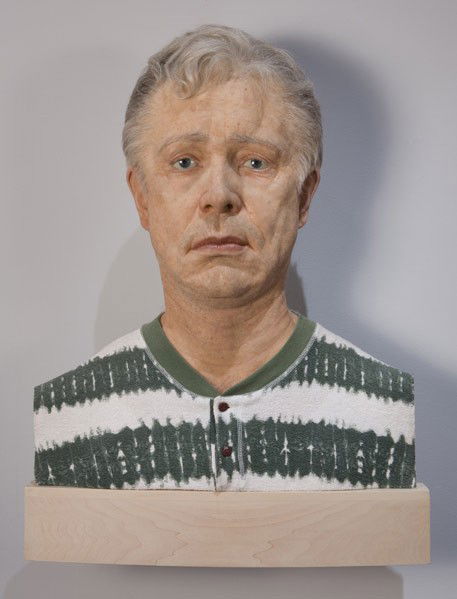 Evan Penny (Canadian, b. 1953) No One in Particula: Evan Penny (Canadian, b. 1953) No One in Particular No. 6, 2002; Silicone, pigment, fabric and hair on wood support; 30'' x 22 1/4'' x 6''; Provenance: Trepanier Baer Gallery, Calgary; Private Collect