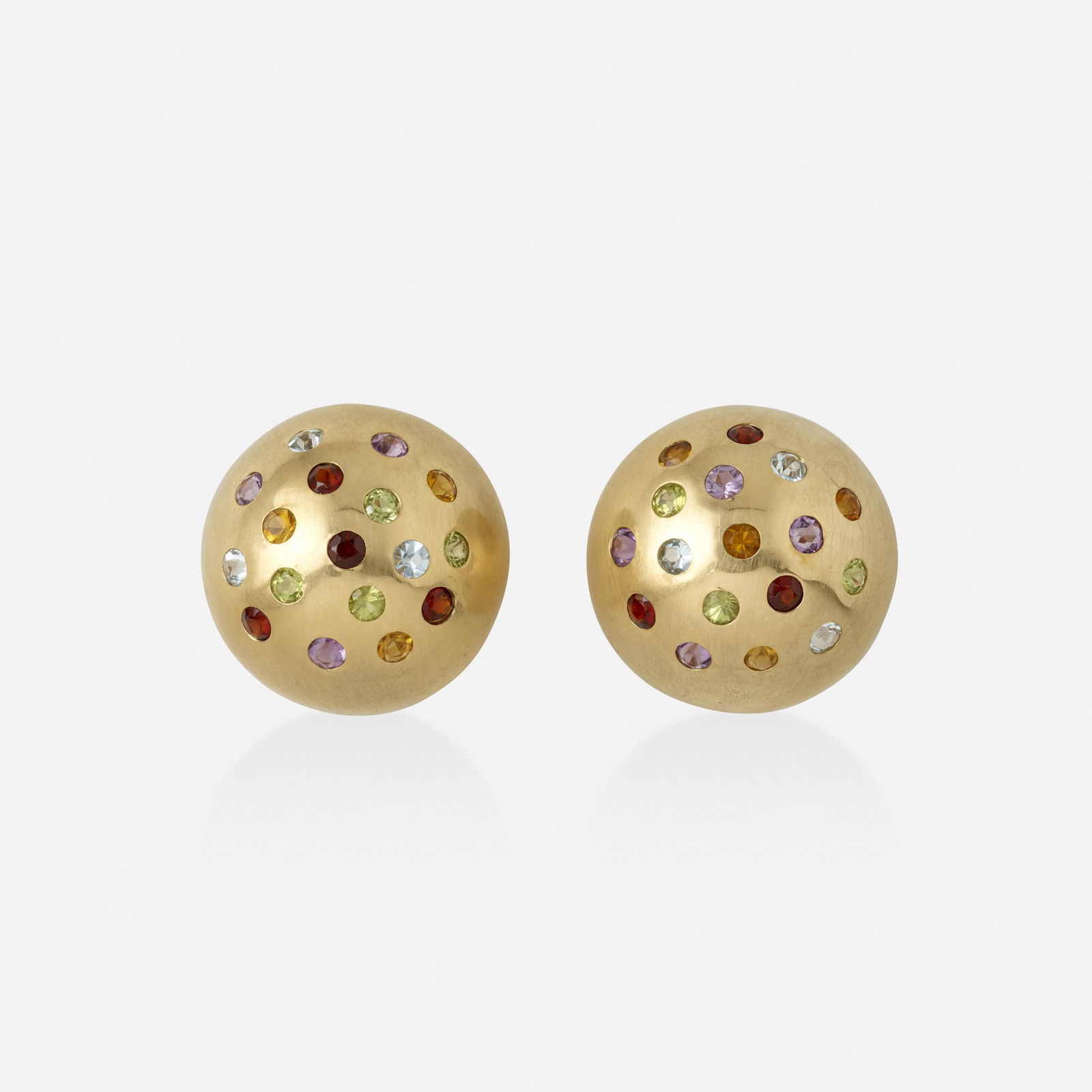 Multi-gem and gold button earrings (1 of 2)