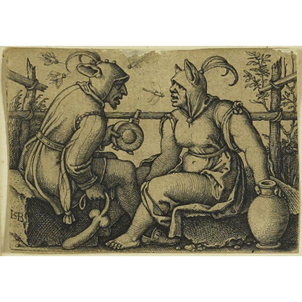 HANS SEBALD BEHAM (German, 1500-1550): HANS SEBALD BEHAM (German, 1500-1550); Three engravings: ''Der Narr und Der Narrin'' and two others dated 1539 and 1543 (all framed); Artist's monogram; Largest: 2 1/4'' x 3 1/4'' (sight)