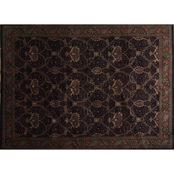 WILLIAM MORRIS STYLE RUG: WILLIAM MORRIS STYLE RUG; Blue ground with all over foliate design, 20th c.; 144'' x 108''