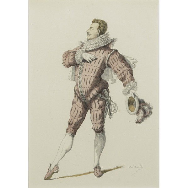 18TH/19TH C. ENGRAVINGS: 18TH/19TH C. ENGRAVINGS; Five A. Manceau engravings of Maurice Sand figures from the Italian Commedia dell'arte, ca. 1880 (framed); Together with two hand-colored engravings of fencers, 18th c.(framed