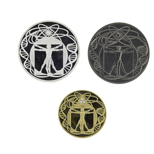 2000 III MILLENNIUM SET: 2000 III MILLENNIUM SET. Official Italian Government three-coin proof set: 1/2 OT gold; 1 OT silver; 1/2 OT titanium