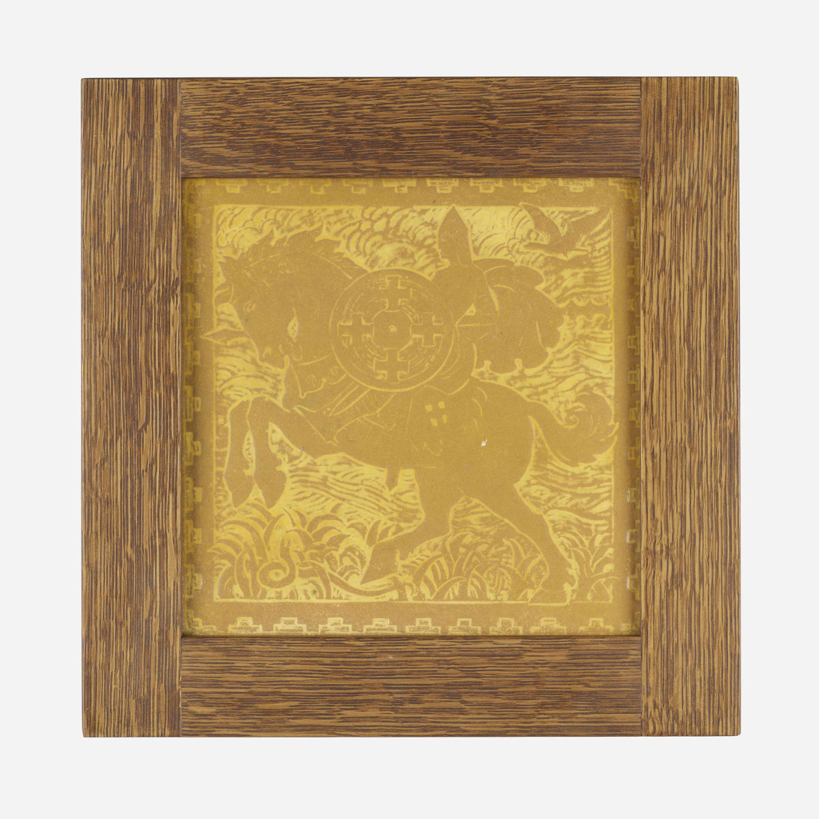 Marblehead Pottery, Tile with knight on horseback (1 of 4)