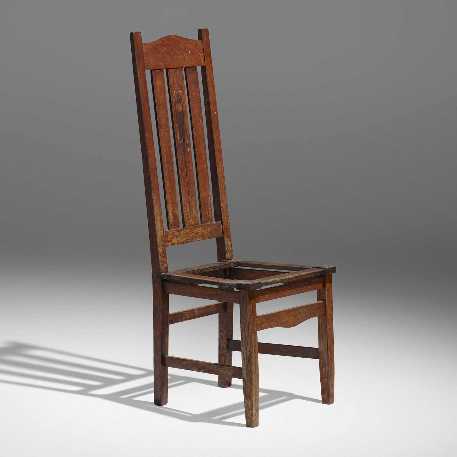 Harvey Ellis, attribution for Gustav Stickley, Rare inlaid side chair