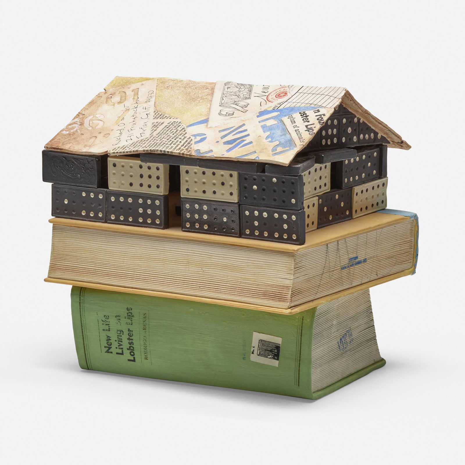 Richard Shaw, Domino House: Richard Shaw Domino House 1996trompe l'oeil hand-decorated and glazed porcelain with overglaze transfer decals 10.25 h x 10 w x 8.25 d in (26 x 25 x 21 cm) Signed to top 'Richard O. Shaw'.