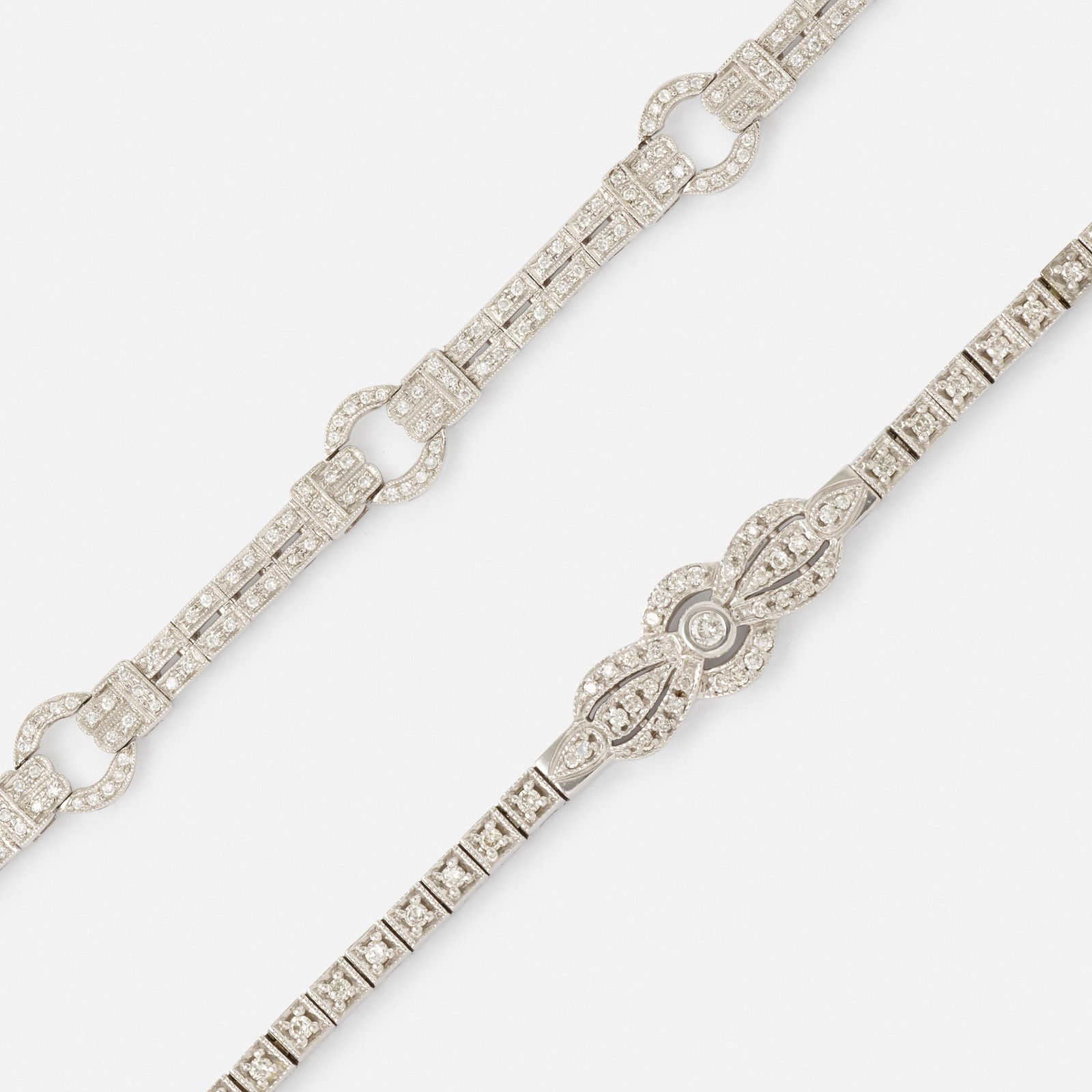 Art Deco Style, Two diamond and gold bracelets (1 of 3)