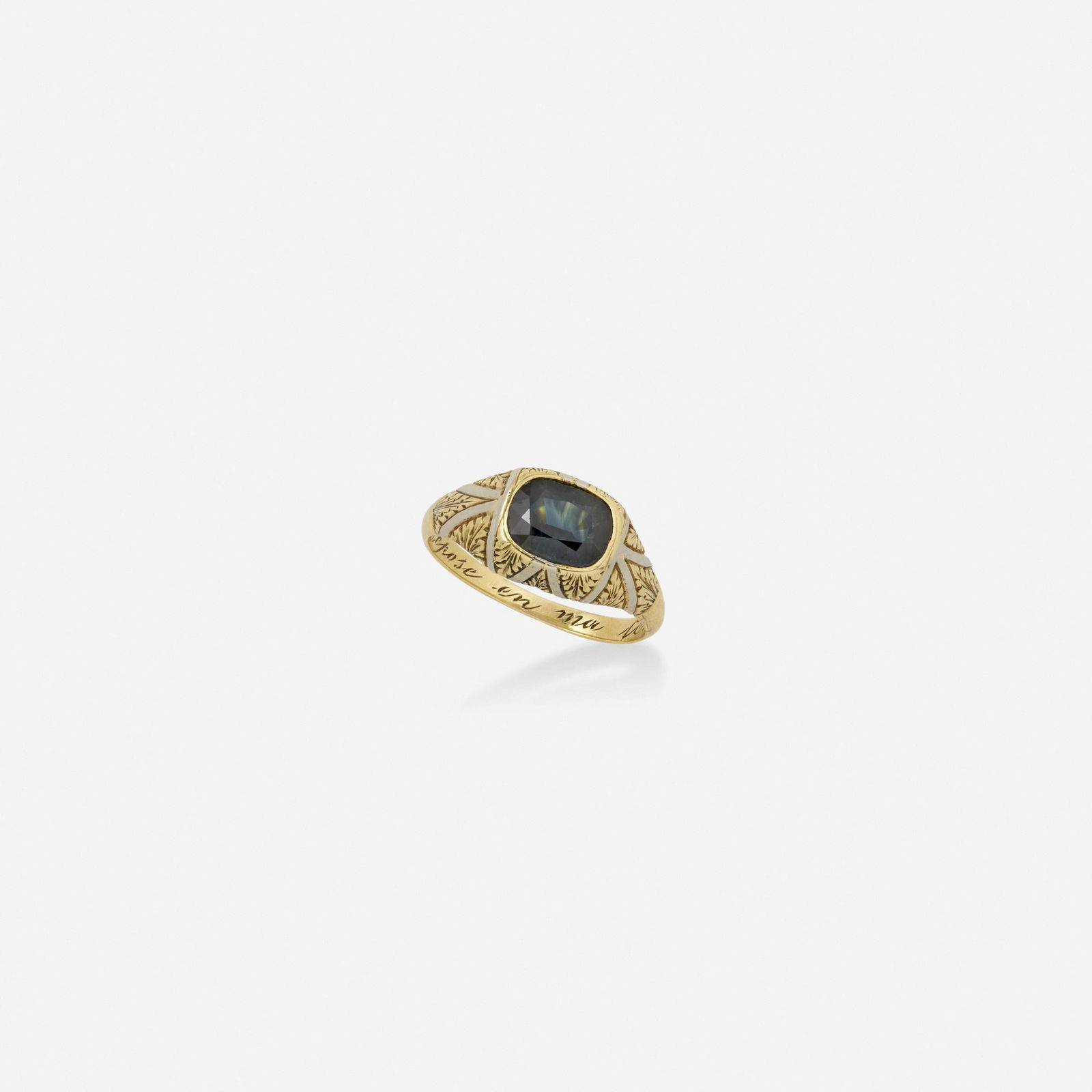 Sapphire and bicolor gold ring (1 of 2)
