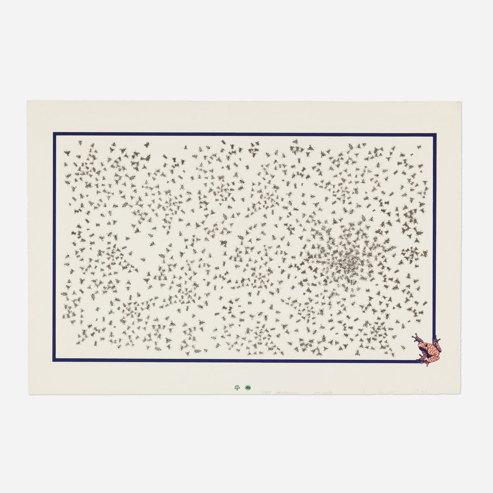 Ed Ruscha and Ken Price, Flies and Frog: Ed Ruscha and Ken Price Flies and Frog 1969lithograph in colors on Copperplate Deluxe image: 18 h x 30.5 w in (46 x 77 cm) sheet: 23.125 h x 34 w in (59 x 86 cm) Signed, dated and numbered