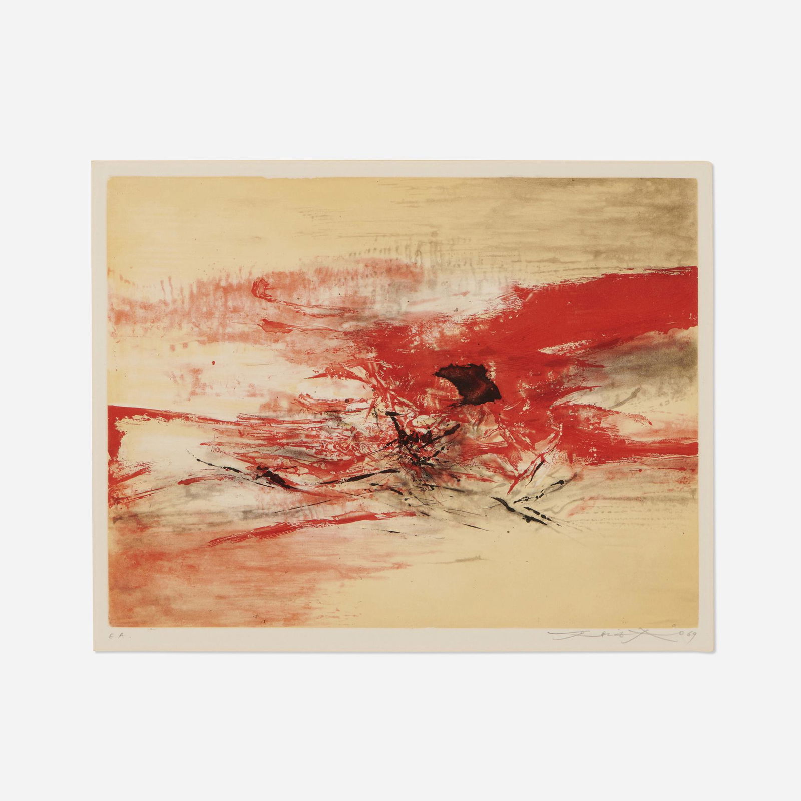 Zao Wou-Ki, Composition Rouge (Fish in Red Sea) (1 of 4)