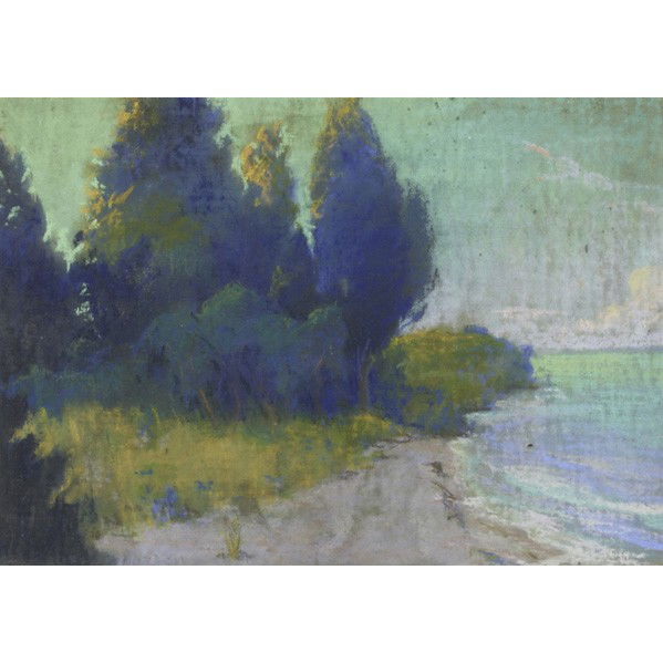 FRANK REED WHITESIDE (American, 1866-1929): FRANK REED WHITESIDE (American, 1866-1929); Pastel on paper landscape (framed); Estate stamp of the artist (verso); 12'' x 16''