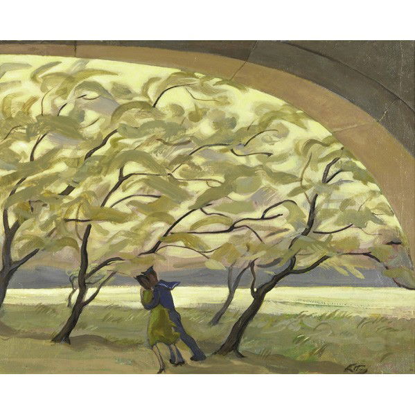 Emlen ETTING (American, 1905-1992): EMLEN ETTING (American, 1905-1992); Oil on canvas, ''Along the Schuylkill,'' (framed); Signed; 12'' x 16'' Exhibition: Midtown Payson Galleries, New York