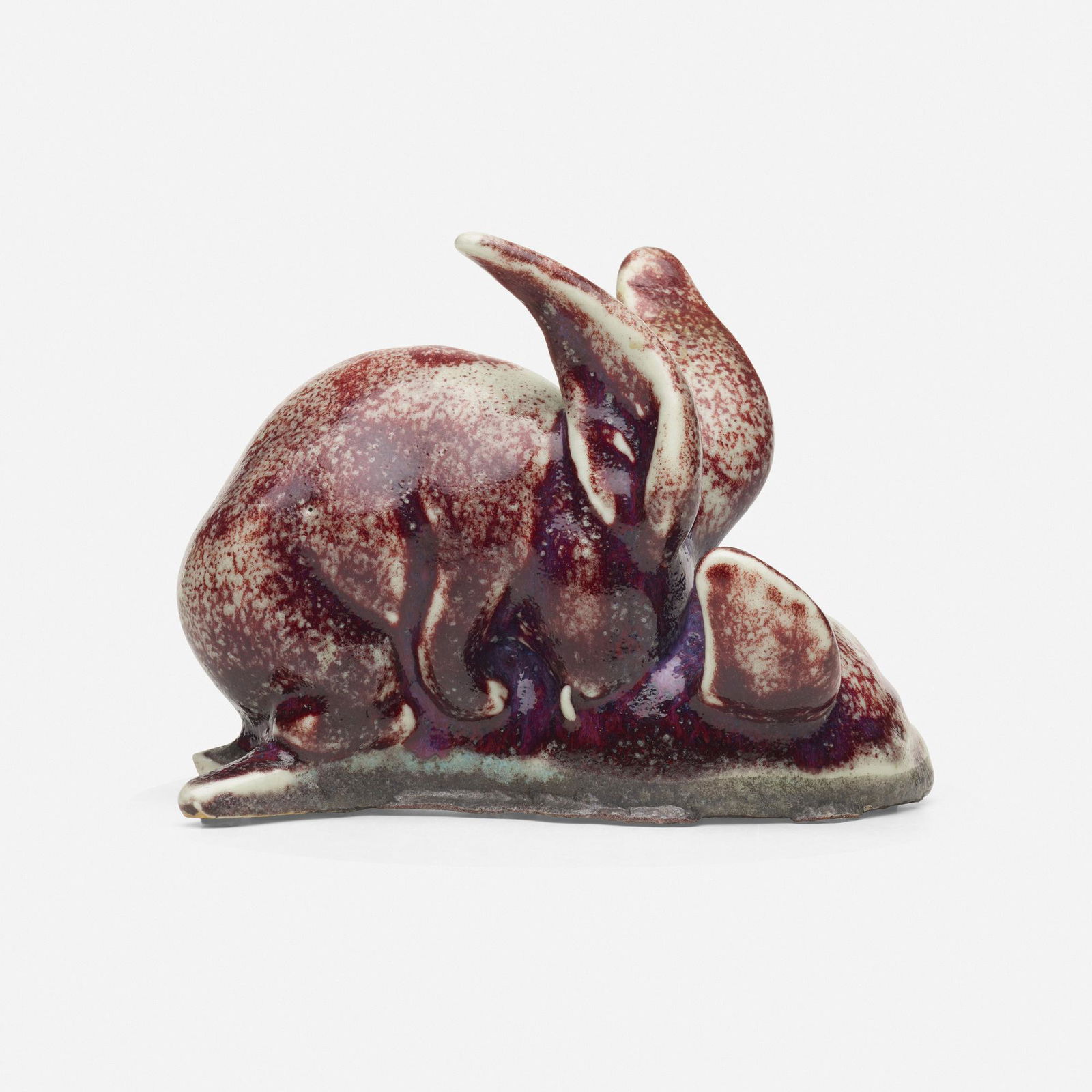 Ringel d'Illzach for Haviland & Co., Untitled: Jean-Desire Ringel d'Illzach for Haviland & Co. Untitled (rabbit and fish) France, c. 1885oxblood-glazed stoneware 5.5 h x 7 w x 4 d in (14 x 18 x 10 cm) This work was made under the technical