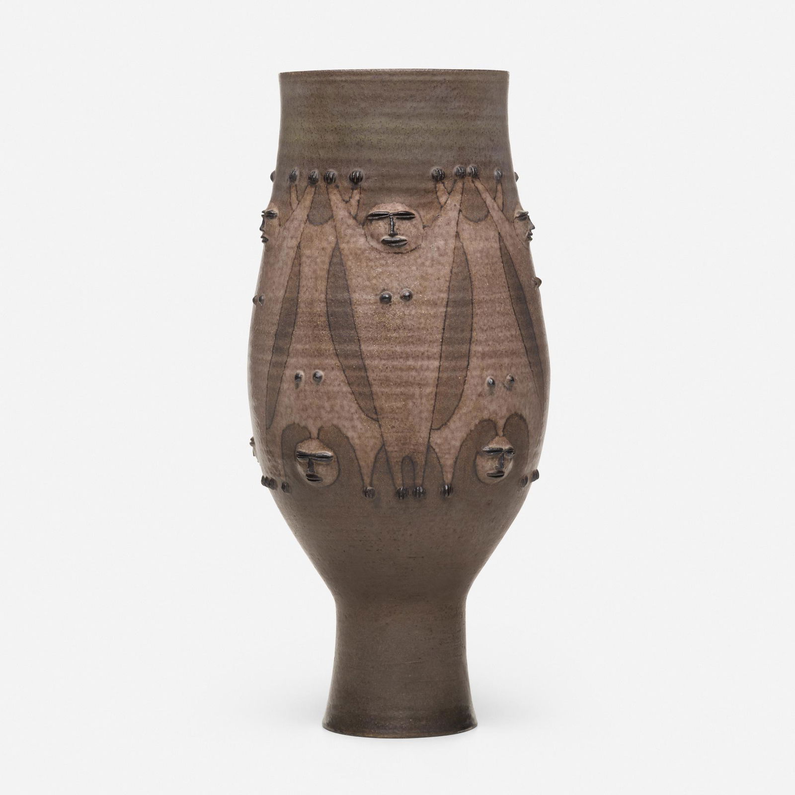 Edwin and Mary Scheier, Early chalice form: Edwin and Mary Scheier Early and Tall chalice form USA, c. 1960glazed stoneware 22.25 h x 10 dia in (57 x 25 cm) Incised signature to underside 'Scheier'. Provenance: P