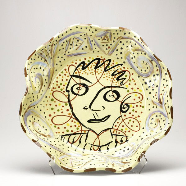 PHILLIP MABERRY: PHILLIP MABERRY; Large glazed earthenware center bowl; Provenance: Collection of Hope and Jay Yampol; Unmarked; 5'' x 23'' dia.