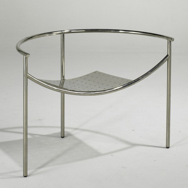 PHILIPPE STARCK; XO: PHILIPPE STARCK; XO; Dr. Sonderbar armchair, France, 1983; Chrome-plated tubular and flat steel; Embossed signature; 25'' x 36'' x 19 1/2''