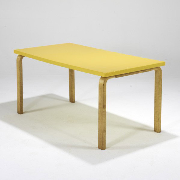 ALVAR AALTO; ARTEK: ALVAR AALTO; ARTEK; Dining table, Finland, 1960s; Birch and lacquered wood; Unmarked; 28'' x 59'' x 30''
