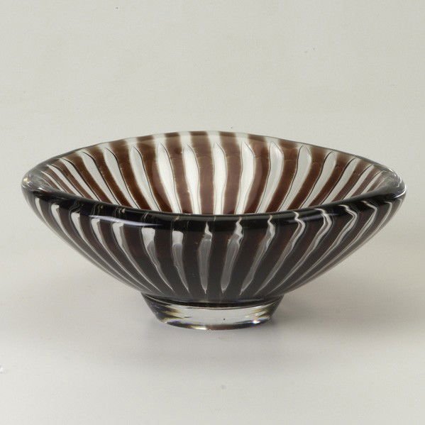 EDVIN OHRSTROM; ORREFORS: EDVIN OHRSTROM; ORREFORS; Ariel red glass bowl; Signed Orrefors Ariel 1711 15, with artist's signature; 3'' x 8 1/4''