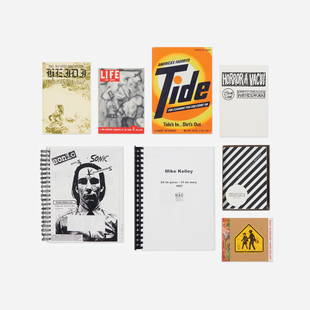 Artist's books, thirteen: Artist's books, thirteen bound printed paper, tide detergent, cardboard, matches, iron-on patch Complete Lot Details Poetics Project : Tony Oursler + Mike Kelley Tony Oursler and Mike Ke