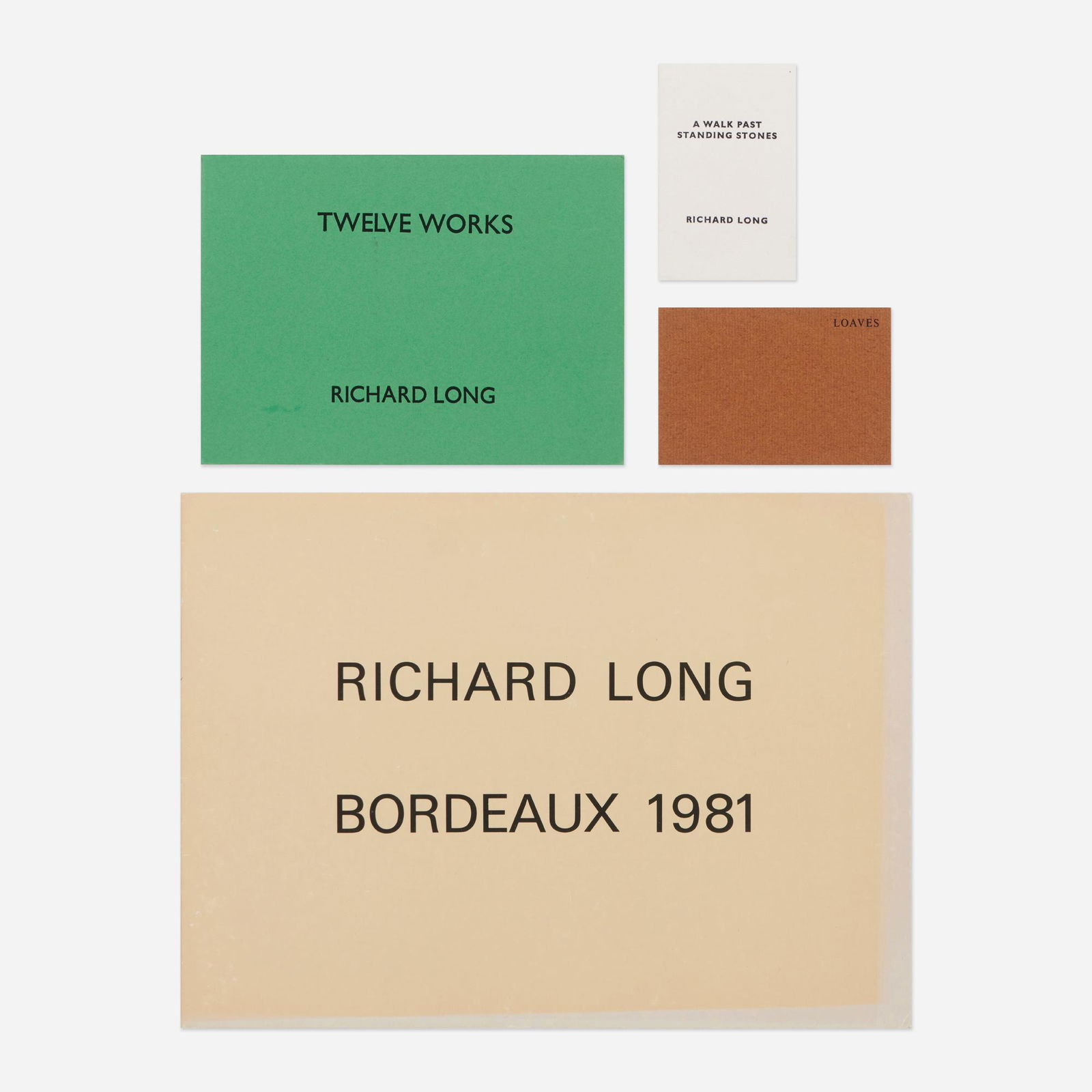 Richard Long, Artist's books, four: Richard Long Artist's books, four bound printed paper Complete Lot Details Bordeaux Richard Long, CAPC Musee d'Art Contemporain, Bordeaux, France, 1983. Tw