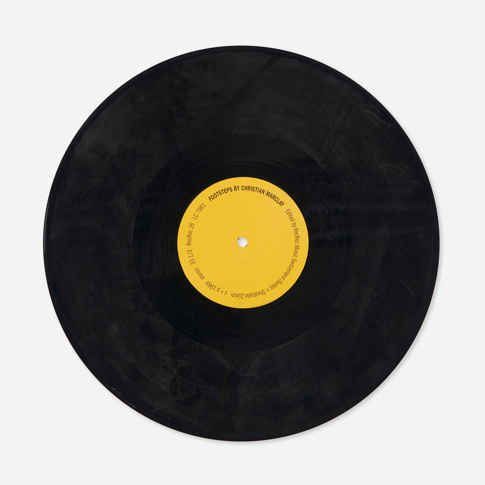 Christian Marclay, Footsteps: Christian Marclay Footsteps 1993twelve-inch vinyl record in box with poster 12.375 h x 11.375 w x .625 d in (31 x 29 x 2 cm) This work will ship from Chicago, Illinois.