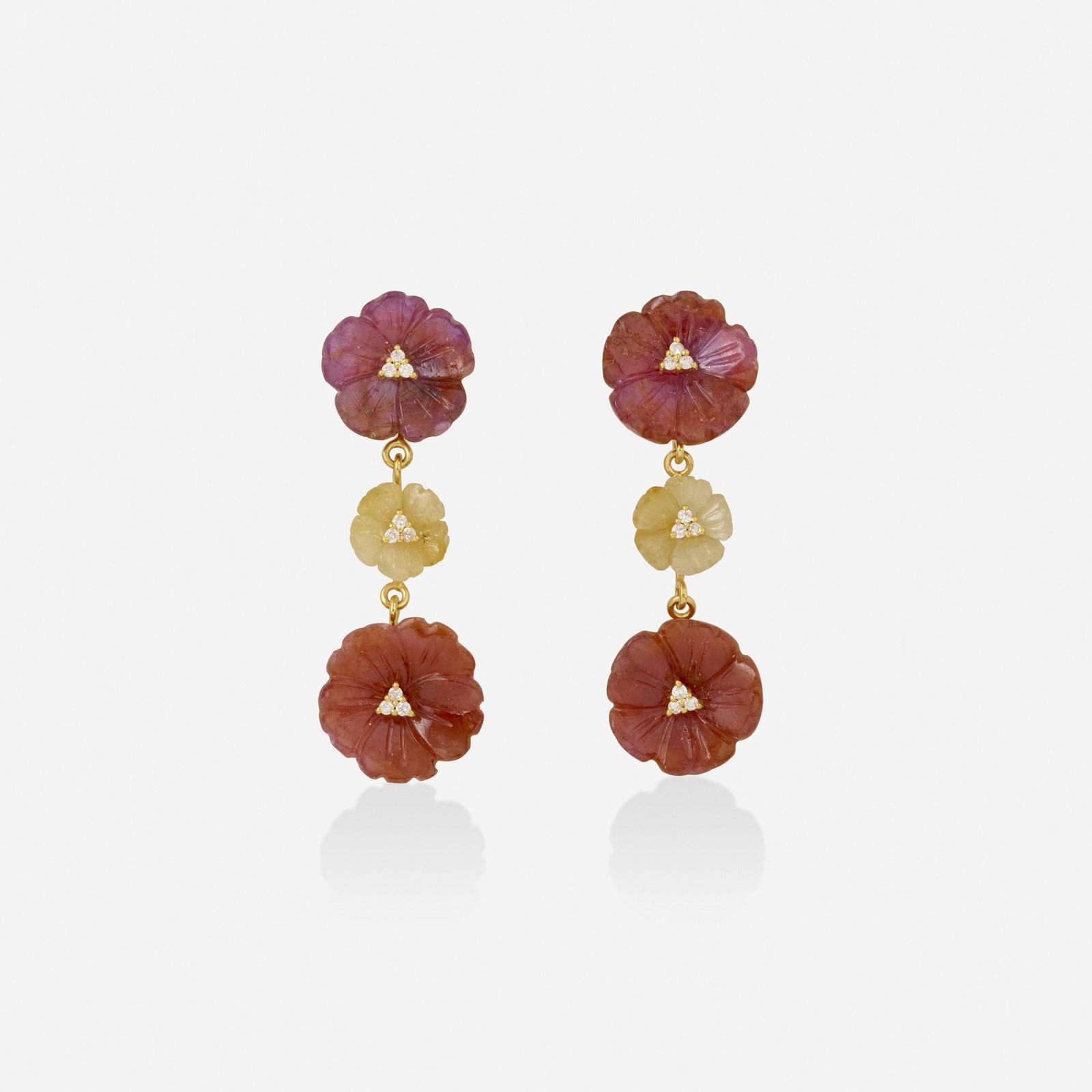 Colored sapphire, diamond, and gold earrings (1 of 2)