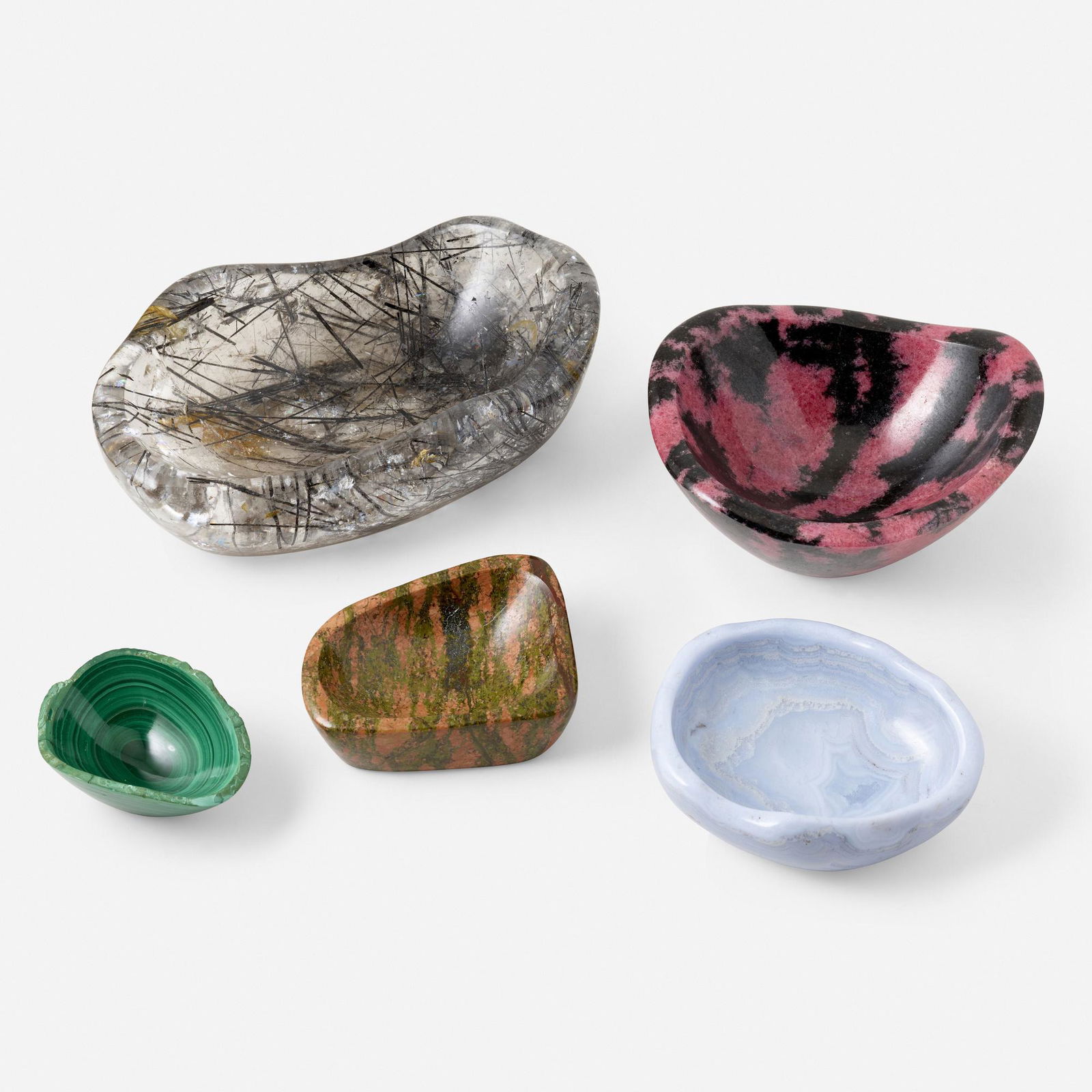 Nine hardstone bowls and an agate slice (1 of 2)