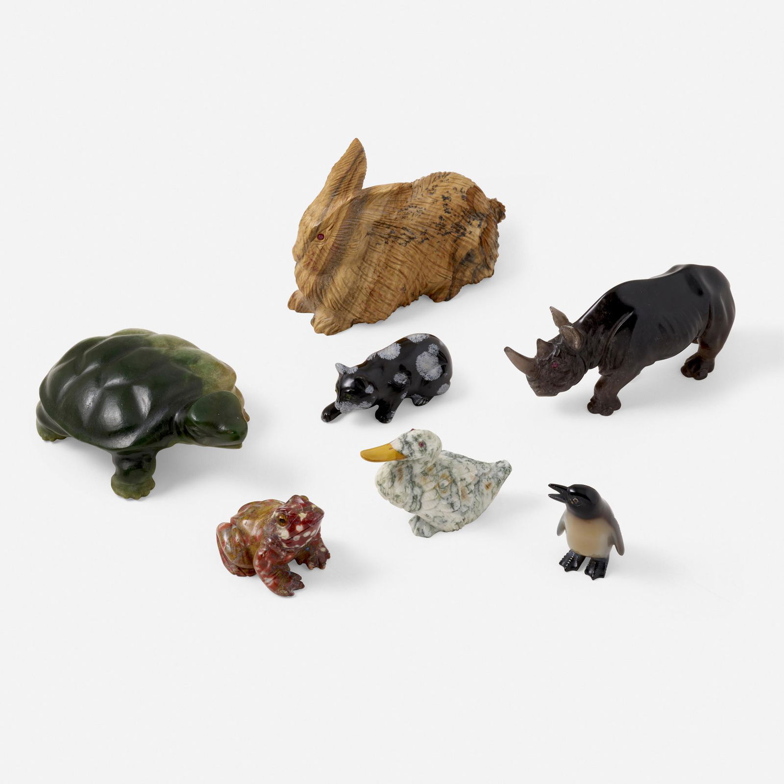 Seven carved hardstone animals (1 of 3)